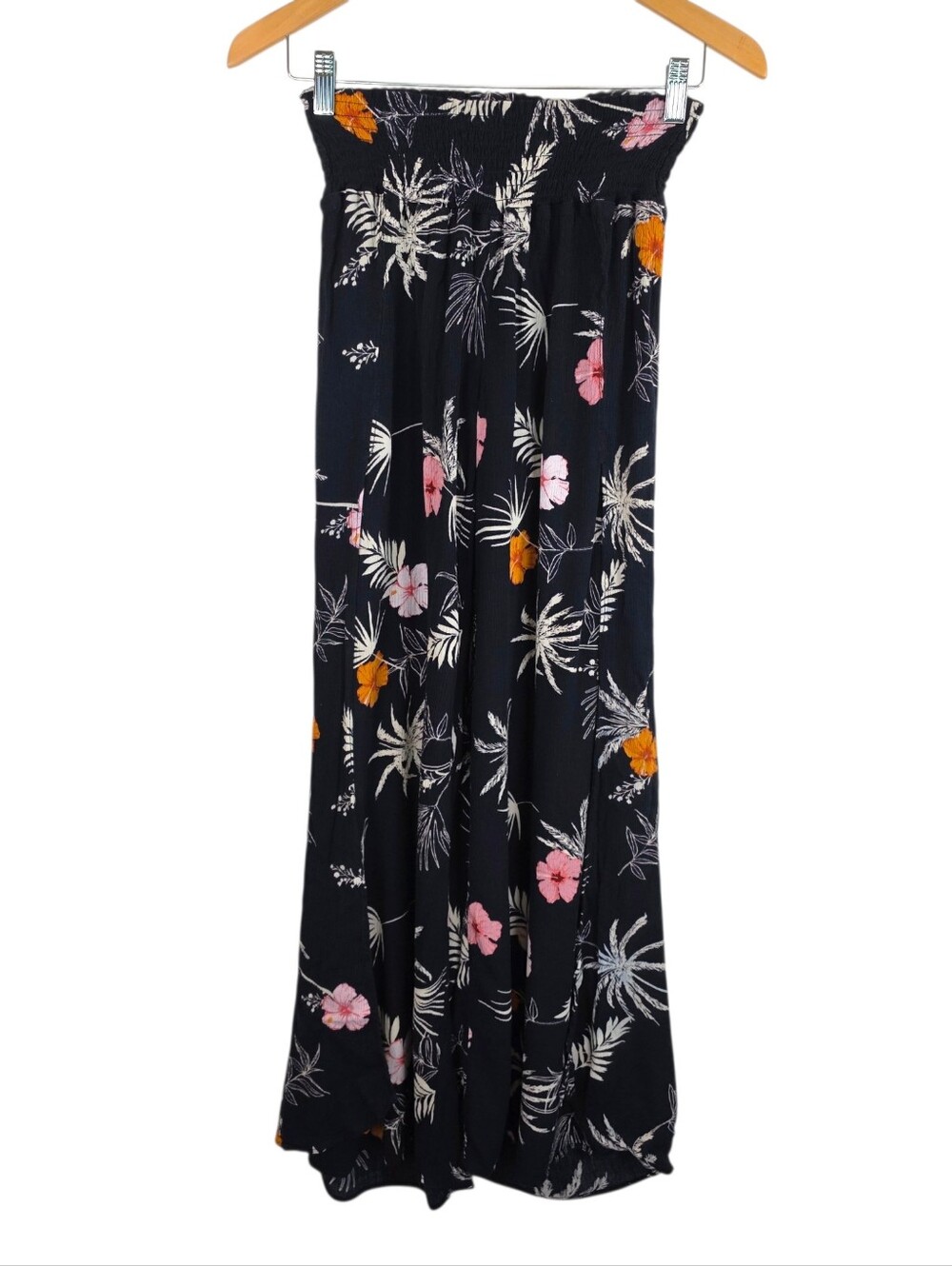 Rewash Floral Palazzo Open Slit Beach Pants Sz L Fl8wy Stretchy Waist Pull On